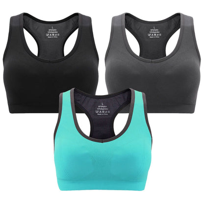 3 Packs Women Padded Sports Bras Yoga Fitness Push up Bra Female Top for Gym Running Workout Training - 7DAY'S