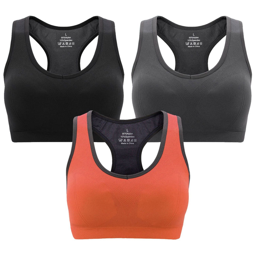 3 Packs Women Padded Sports Bras Yoga Fitness Push up Bra Female Top for Gym Running Workout Training - 7DAY'S