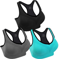 3 Packs Women Padded Sports Bras Yoga Fitness Push up Bra Female Top for Gym Running Workout Training - 7DAY'S