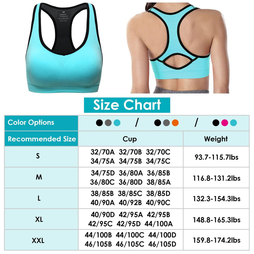 3 Packs Women Padded Sports Bras Yoga Fitness Push up Bra Female Top for Gym Running Workout Training - 7DAY'S