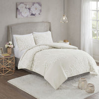 3 Piece Tufted Cotton Chenille Floral Comforter Set - 7DAY'S