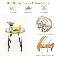 3 Pieces Rattan Furniture Set with Cushioned Chair Table - 7DAY'S
