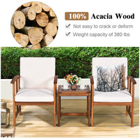 3 Pieces Solid Wood Outdoor Patio Sofa Furniture Set - 7DAY'S