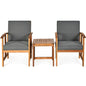 3 Pieces Solid Wood Outdoor Patio Sofa Furniture Set - 7DAY'S
