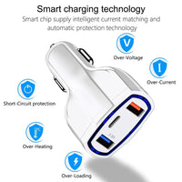 3 Port Fast Charge 3.0 Car Charger - 7DAY'S