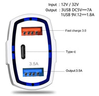 3 Port Fast Charge 3.0 Car Charger - 7DAY'S