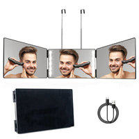 3 Way Mirror with LED Telescopic Hanger Tri - fold Mirror Personal Makeup Mirror with Micro USB Cable for Self Shaving Hair Cutting Dyeing Curling Braiding - 7DAY'S