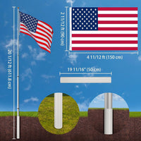 30 ft. Aluminum Flagpole with US Flag and Ball - 7DAY'S