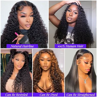30 Inch Brazilian Raw Virgin Hair 13x6 13X4 Natural Deep Wave Glueless Frontal Human Hair Transparent HD Lace Front Wigs - 7DAY'S