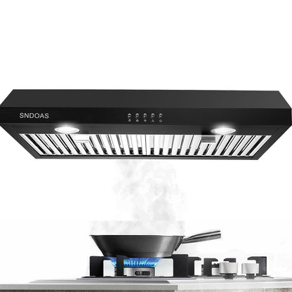 30 inch Kitchen Under Cabinet Range Hood 3 - Speed 600CFM Vent w/LEDs Silver/Black - 7DAY'S