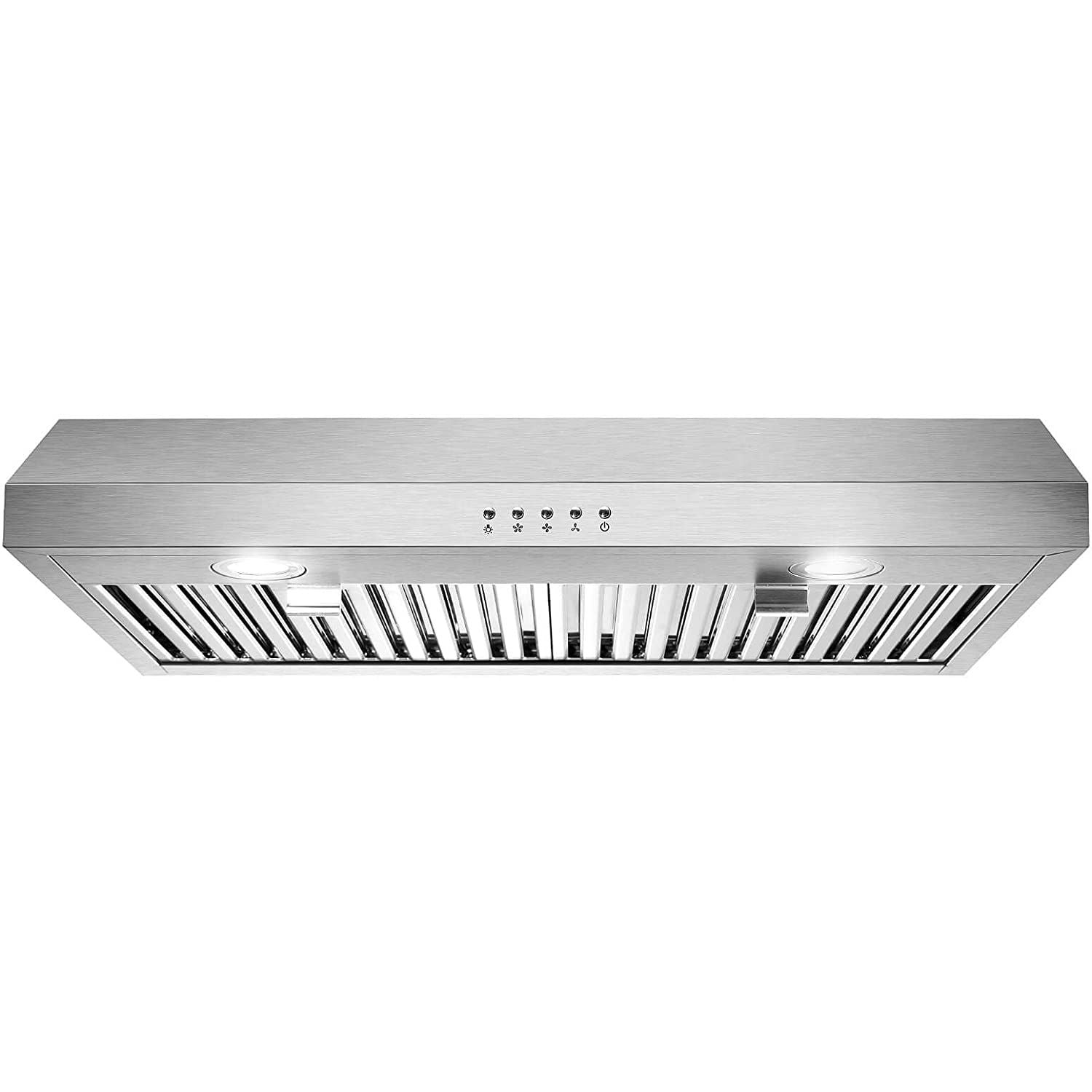 30 inch Kitchen Under Cabinet Range Hood 3 - Speed 600CFM Vent w/LEDs Silver/Black - 7DAY'S