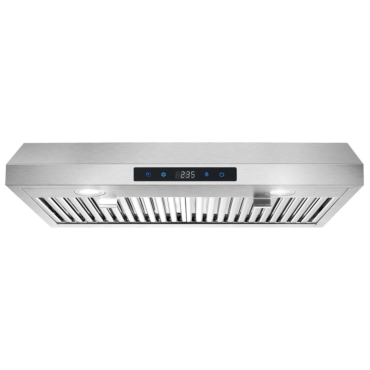 30 inch Kitchen Under Cabinet Range Hood 3 - Speed 600CFM Vent w/LEDs Silver/Black - 7DAY'S