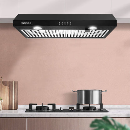 30 inch Kitchen Under Cabinet Range Hood 3 - Speed 600CFM Vent w/LEDs Silver/Black - 7DAY'S