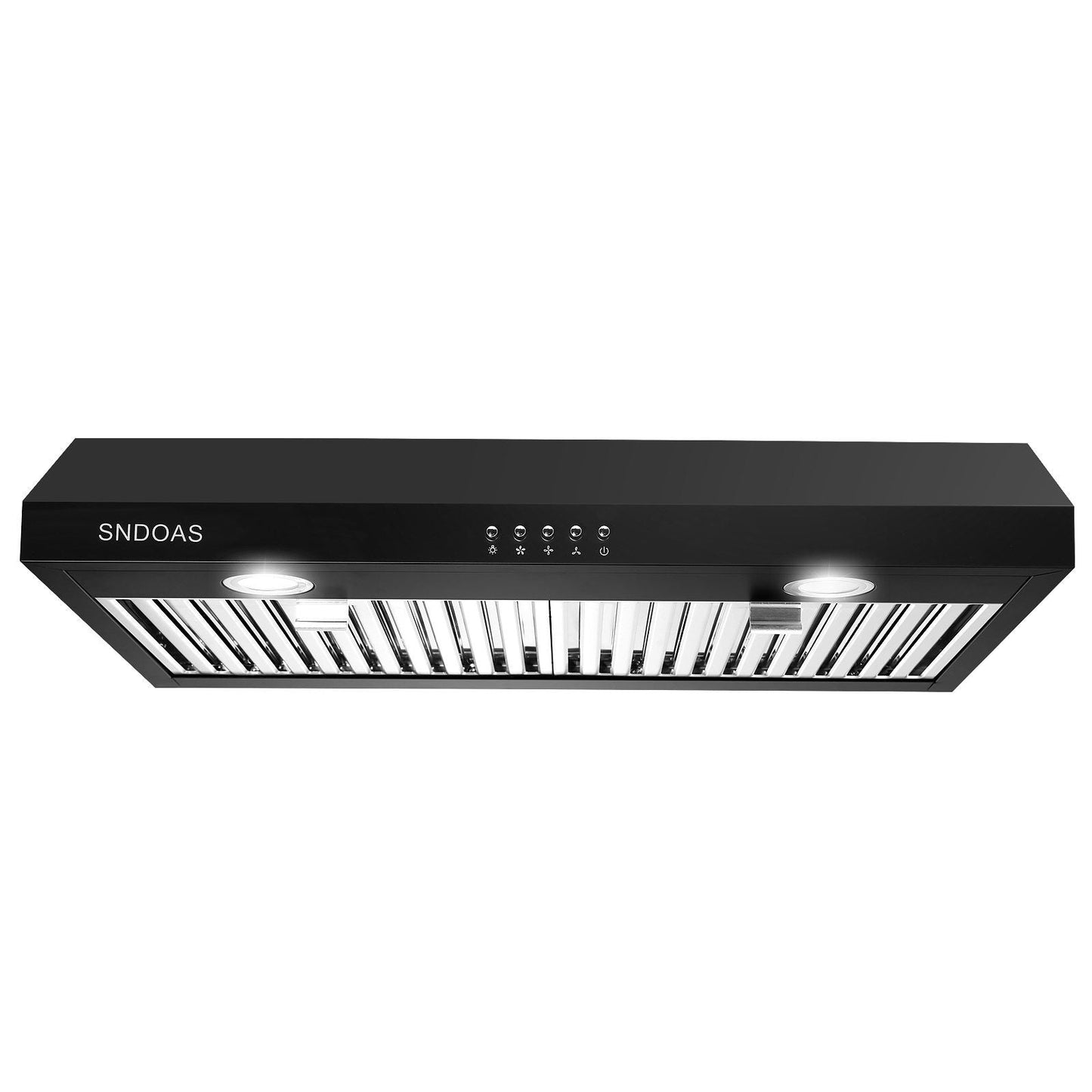 30 inch Kitchen Under Cabinet Range Hood 3 - Speed 600CFM Vent w/LEDs Silver/Black - 7DAY'S