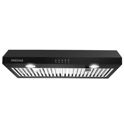 30 inch Kitchen Under Cabinet Range Hood 3 - Speed 600CFM Vent w/LEDs Silver/Black - 7DAY'S