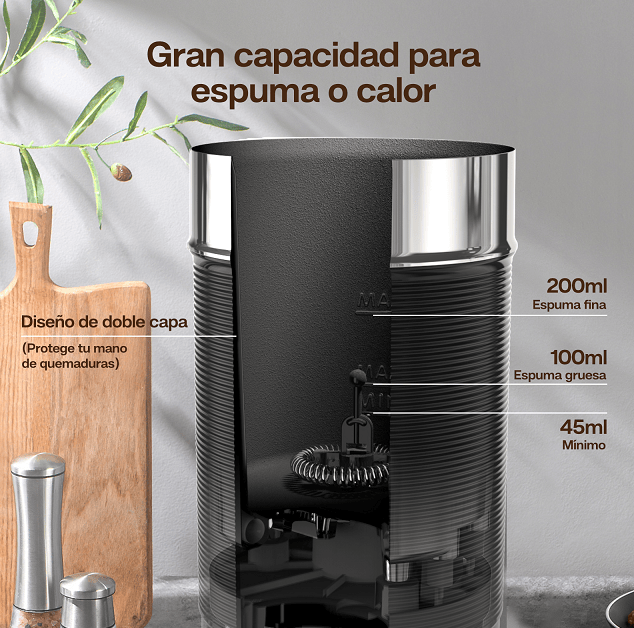 300ml Milk Heater 450W milk foam Cold Bubble Chocolate Stir Cold / hot Latte Cappuccino 360°, rotating base SUS304 adjustable temperature and thickness - 7DAY'S