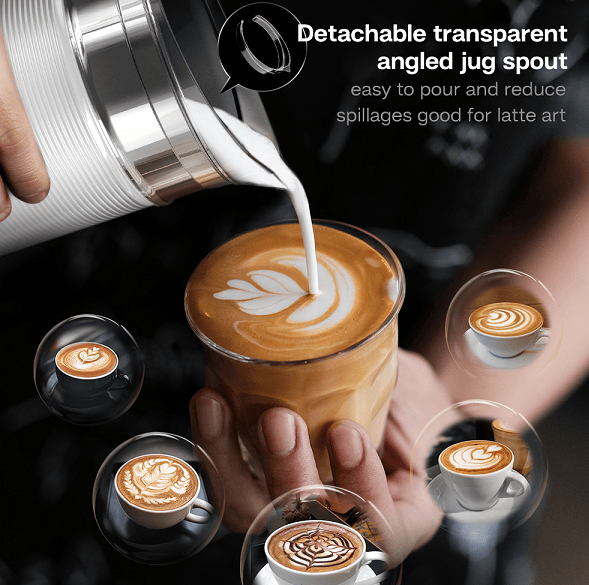 300ml Milk Heater 450W milk foam Cold Bubble Chocolate Stir Cold / hot Latte Cappuccino 360°, rotating base SUS304 adjustable temperature and thickness - 7DAY'S