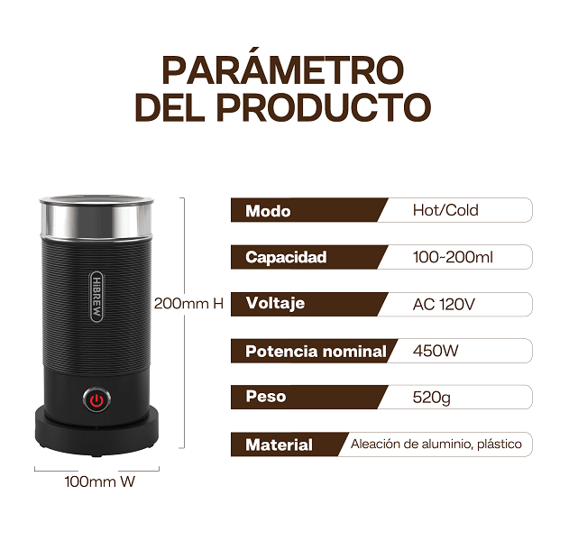 300ml Milk Heater 450W milk foam Cold Bubble Chocolate Stir Cold / hot Latte Cappuccino 360°, rotating base SUS304 adjustable temperature and thickness - 7DAY'S