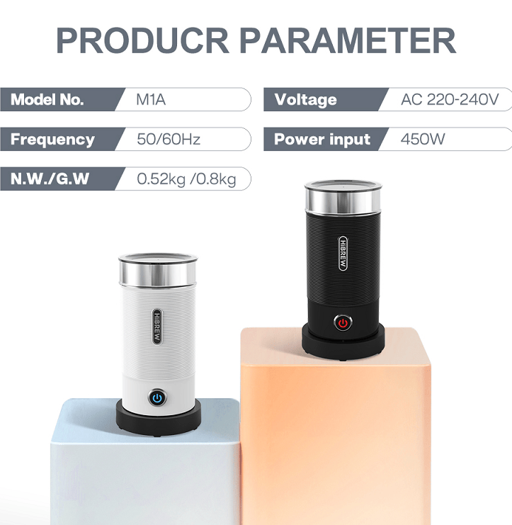 300ml Milk Heater 450W milk foam Cold Bubble Chocolate Stir Cold / hot Latte Cappuccino 360°, rotating base SUS304 adjustable temperature and thickness - 7DAY'S