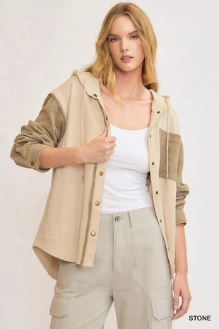 Umgee Washed French Terry Shacket