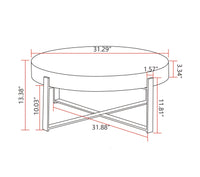 31.29"Modern Retro Splicing Round Coffee Table,Fir Wood Table Top with Gold Cross Legs Base(Same SKU:W757102843) - 7DAY'S