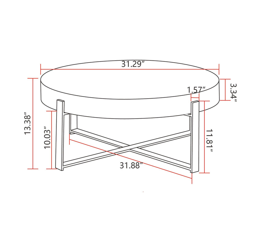 31.29"Modern Retro Splicing Round Coffee Table,Fir Wood Table Top with Gold Cross Legs Base(Same SKU:W757102843) - 7DAY'S