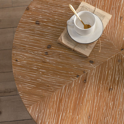 31.29"Modern Retro Splicing Round Coffee Table,Fir Wood Table Top with Gold Cross Legs Base(Same SKU:W757102843) - 7DAY'S