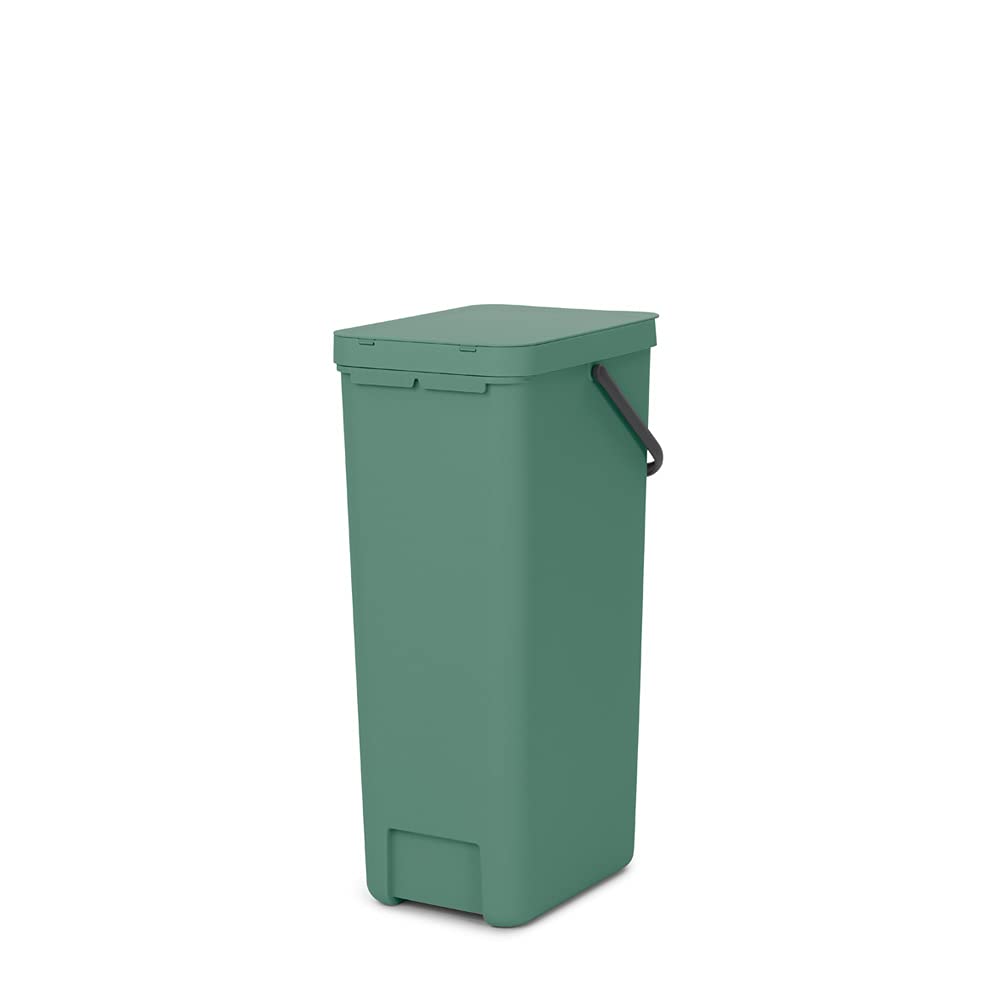 Brabantia Sort & Go Kitchen Recycling/Garbage Trash Can (10.6 Gal/Fir Green) Large Refuse Organiser with Handle & Removable Lid, Easy Clean, PerfectFit Bags Included