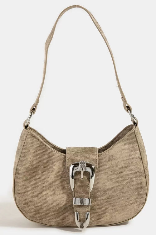 Fame Buckle Detail Hobo Shoulder Bag