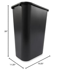 Rubbermaid Commercial Wastebasket Trash Container, 41QT/10.25 GAL, Plastic, Black, Stackable Trash Can for Bedroom/Bathroom/Office, Fits Under Desk/Sink/Cabinet