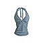 MakeMeChic Women's Sparkly Halter Tops Y2k Backless Deep V Neck Rave Crop Tops
