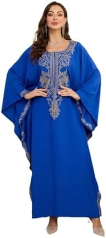 RanRui Women's Embroidered Kaftan Dresses Beach Blouse Cotton Gold Embroidery Holiday Robe Plus Size Caftans Kaftan Dress