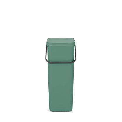 Brabantia Sort & Go Kitchen Recycling/Garbage Trash Can (10.6 Gal/Fir Green) Large Refuse Organiser with Handle & Removable Lid, Easy Clean, PerfectFit Bags Included