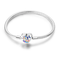 Silver Plated Stars Heart Shape Butterflies Clover Clasp Bracelet for Women Fit Original Charms Beads DIY Making Gift