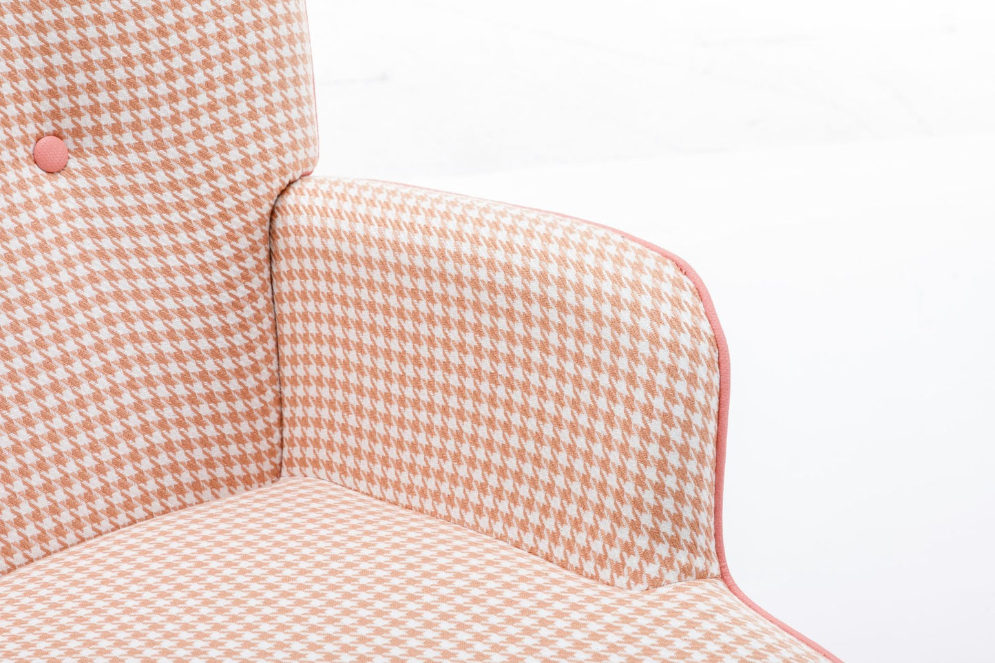 35.5 inch Rocking Chair, Soft Houndstooth Fabric Leather Fabric Rocking Chair for Nursery, Comfy Wingback Glider Rocker with Safe Solid Wood Base for Living Room Bedroom Balcony - 7DAY'S