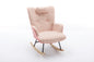 35.5 inch Rocking Chair, Soft Houndstooth Fabric Leather Fabric Rocking Chair for Nursery, Comfy Wingback Glider Rocker with Safe Solid Wood Base for Living Room Bedroom Balcony - 7DAY'S