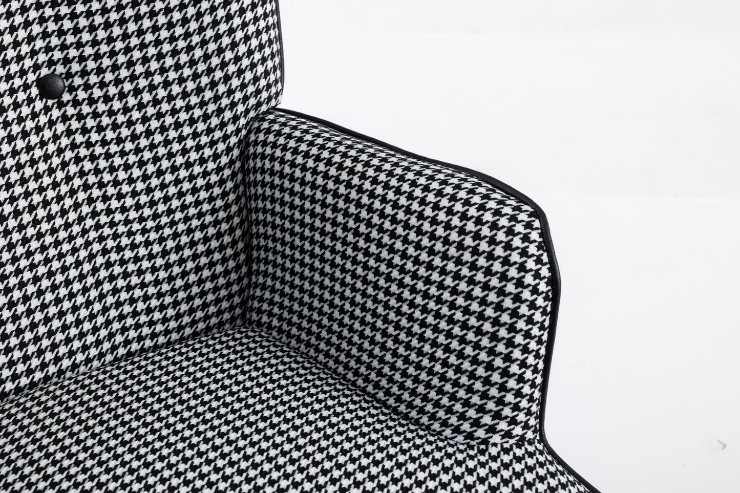 35.5 inch Rocking Chair, Soft Houndstooth Fabric Leather Fabric Rocking Chair for Nursery, Comfy Wingback Glider Rocker with Safe Solid Wood Base for Living Room Bedroom Balcony - 7DAY'S
