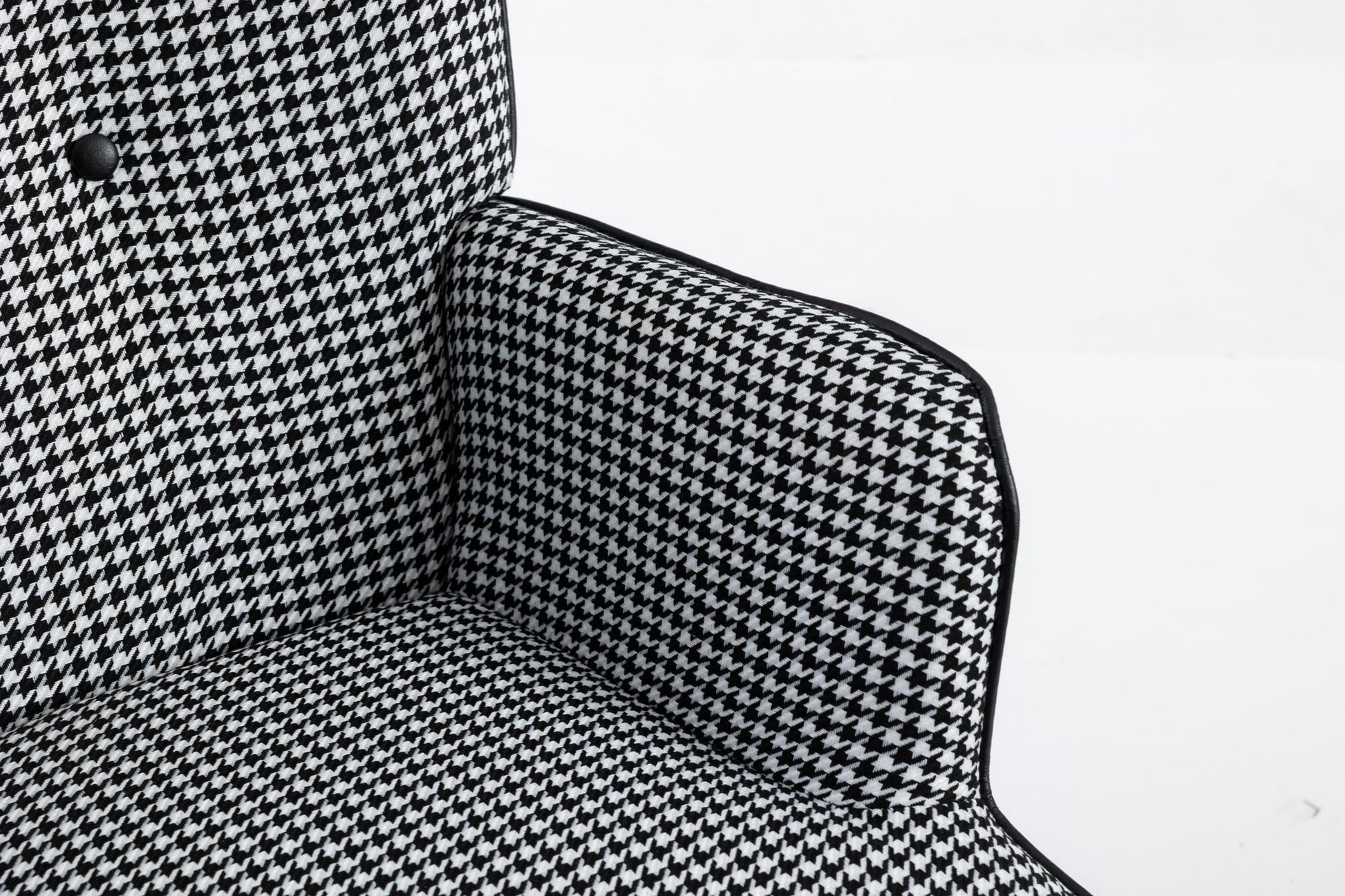 35.5 inch Rocking Chair, Soft Houndstooth Fabric Leather Fabric Rocking Chair for Nursery, Comfy Wingback Glider Rocker with Safe Solid Wood Base for Living Room Bedroom Balcony - 7DAY'S