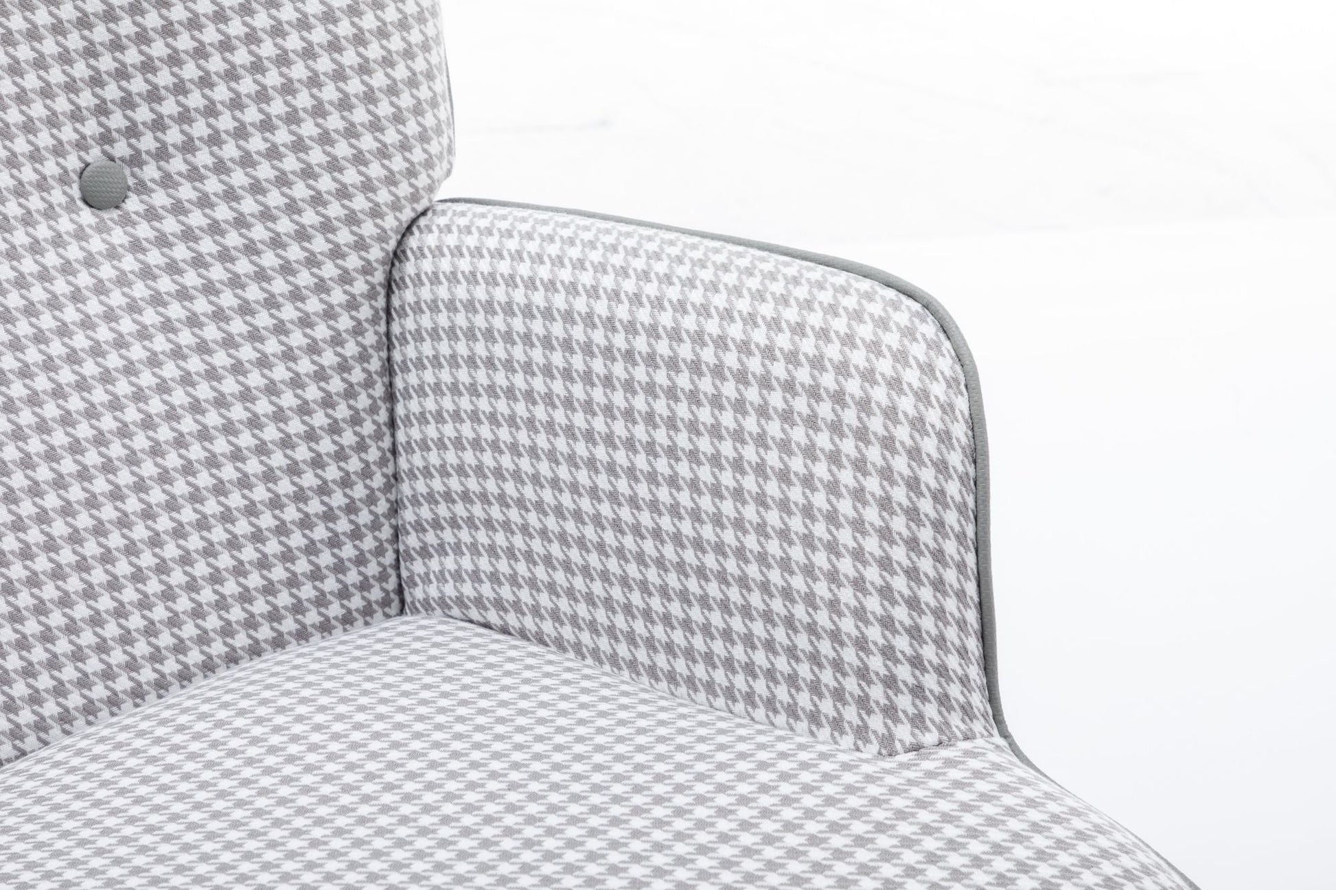35.5 inch Rocking Chair, Soft Houndstooth Fabric Leather Fabric Rocking Chair for Nursery, Comfy Wingback Glider Rocker with Safe Solid Wood Base for Living Room Bedroom Balcony - 7DAY'S