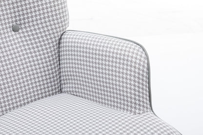35.5 inch Rocking Chair, Soft Houndstooth Fabric Leather Fabric Rocking Chair for Nursery, Comfy Wingback Glider Rocker with Safe Solid Wood Base for Living Room Bedroom Balcony - 7DAY'S
