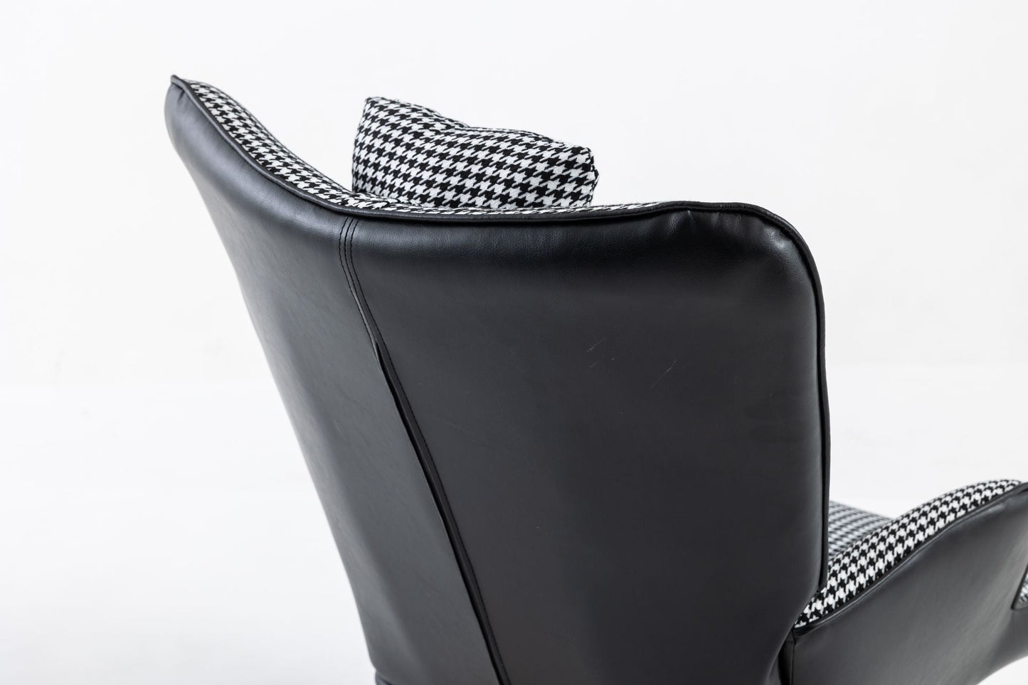 35.5 inch Rocking Chair, Soft Houndstooth Fabric Leather Fabric Rocking Chair for Nursery, Comfy Wingback Glider Rocker with Safe Solid Wood Base for Living Room Bedroom Balcony - 7DAY'S