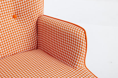 35.5 inch Rocking Chair, Soft Houndstooth Fabric Leather Fabric Rocking Chair for Nursery, Comfy Wingback Glider Rocker with Safe Solid Wood Base for Living Room Bedroom Balcony - 7DAY'S