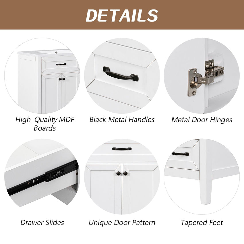 36\" Bathroom Vanity with Sink Combo, Black Bathroom Cabinet with Drawers, Solid Frame and MDF Board - 7DAY'S