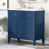 36\" Bathroom Vanity with Sink Combo, Black Bathroom Cabinet with Drawers, Solid Frame and MDF Board - 7DAY'S