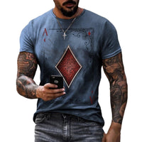 3D Mens Graphic Tees Casual Short Sleeve Crewneck Funky Tshirt Poker Pattern Vintage Funny Casual T Shirts - 7DAY'S