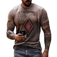 3D Mens Graphic Tees Casual Short Sleeve Crewneck Funky Tshirt Poker Pattern Vintage Funny Casual T Shirts - 7DAY'S
