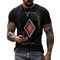 3D Mens Graphic Tees Casual Short Sleeve Crewneck Funky Tshirt Poker Pattern Vintage Funny Casual T Shirts - 7DAY'S