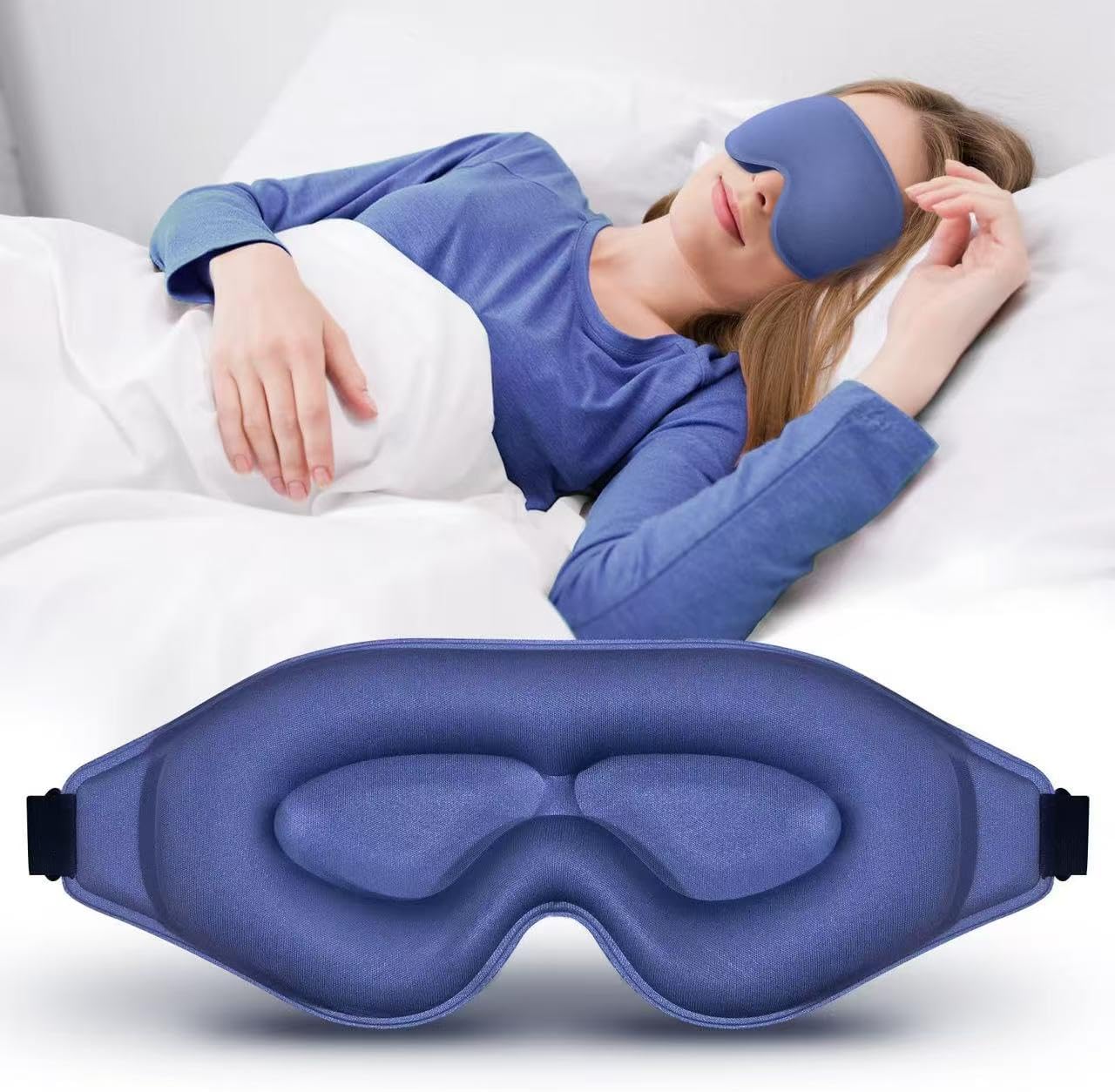 3D Sleep Eye Mask - Lash Extension Friendly, Adjustable Strap Blackout Blindfold for Men & Women, Travel & Sleep Aid (Pink) - 7DAY'S