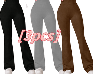 3pcs High-Waisted Flare Sharkskin Leggings – Slim Fit, Lightweight & Sculpting Yoga Pants