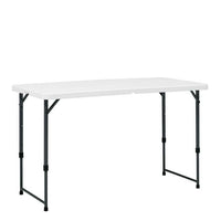 4 Foot Adjustable Height Folding Plastic Table, Indoor Outdoor White Granite - 7DAY'S